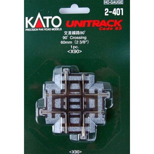 Kato, HO Scale, 2-401, Unitrack,60mm 2-3/8" 90-Degree Crossing, (1 Piece)