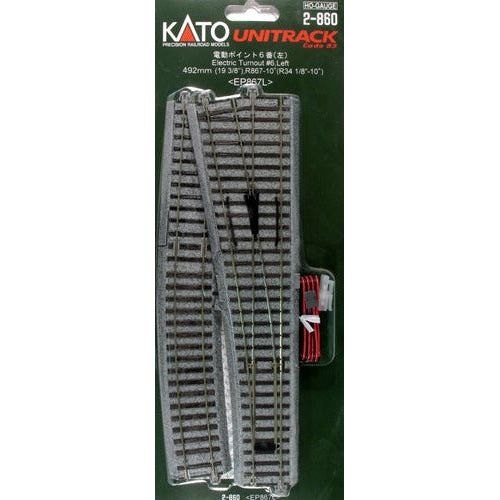 Kato, N Scale, 2-860, Unitrack #6, 492mm (19 3/8"), Remote Left Turnout With 867mm (34 1/8") Radius Curve
