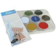 1x Palette Tray and cover 1x Sofft Painting Knife 5x Sofft Knife Covers 1x Sponge Bar 1x Angle Slice Sponge