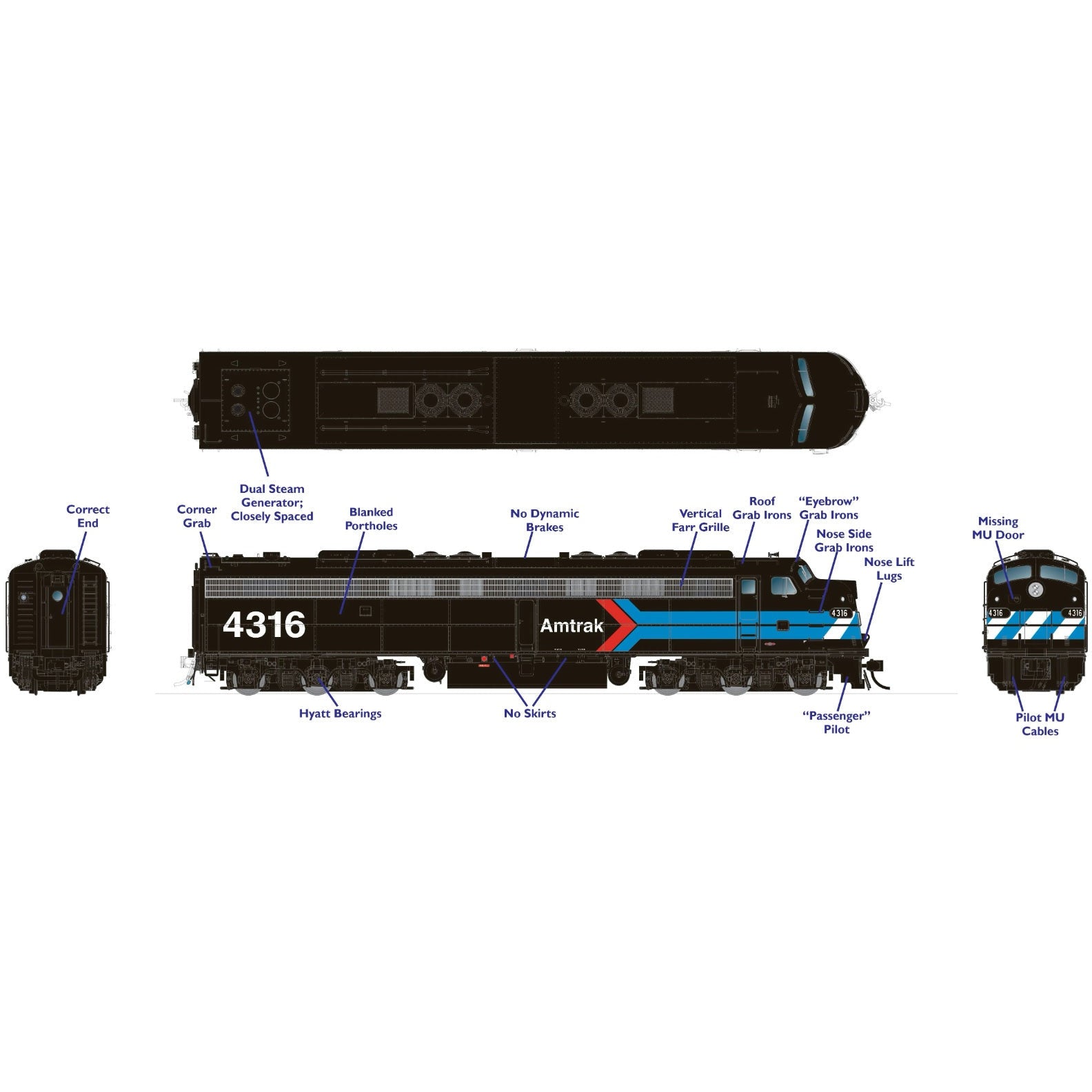 Rapido, 28599, HO Scale, EMD E8A, Amtrak #4316 (Extremely Limited Edit ...