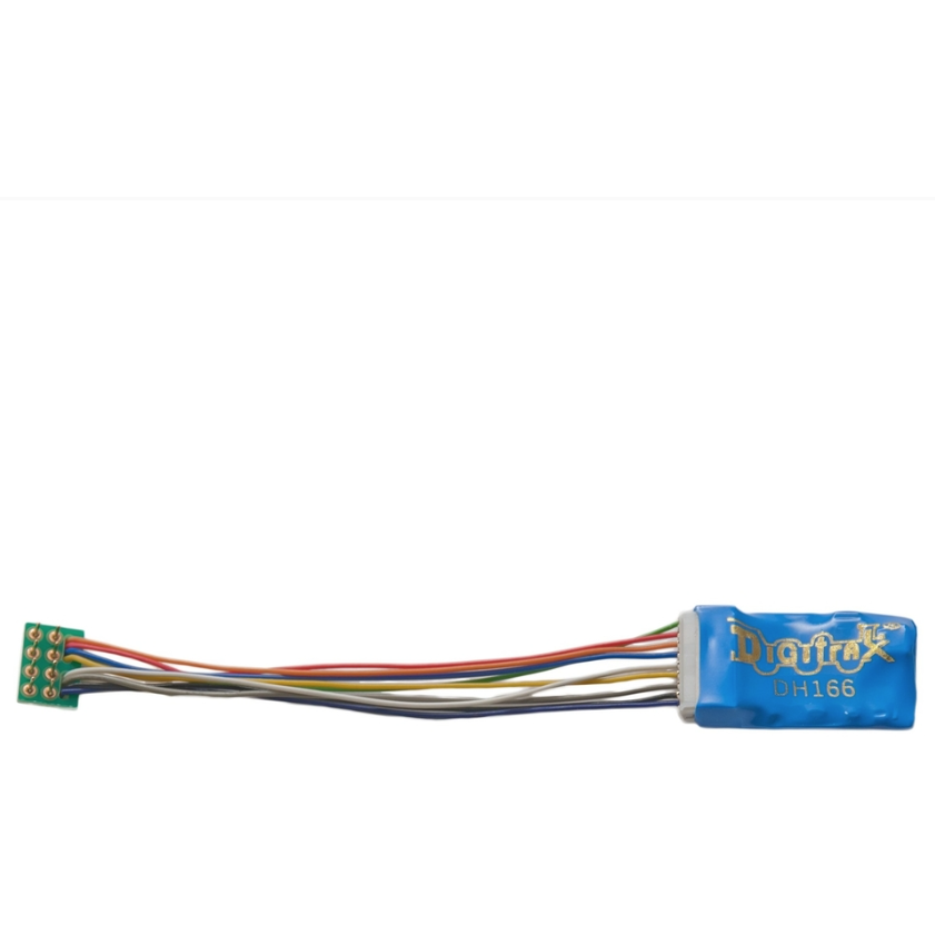 Digitrax, DH166P, 1.5 Amp, DCC Decoder, 9 Pin to DCC (With Medium Plug 1.0" Harness)