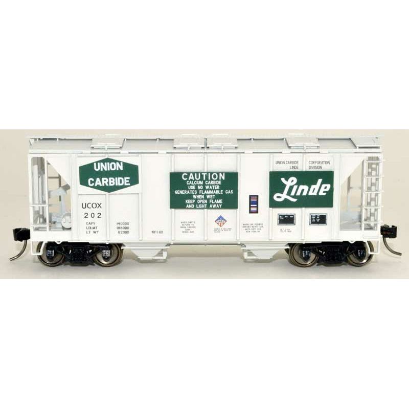 Bowser, HO Scale, 42771, 70-Ton 2-Bay Covered Hopper, Union Carbide Linde, #202