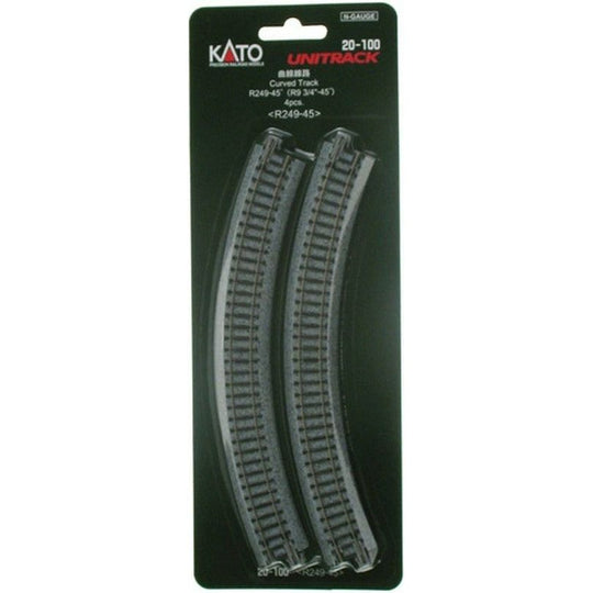 Kato, N Scale, 20-100, Unitrack, 249mm (9 3/4") Radius 45º Curve Track [4 pcs]