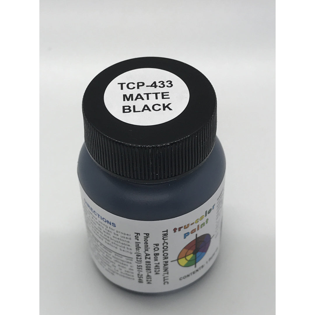 Tru-Color Paint, TCP-433, Air Brush Ready, MATTE-Black, 1 oz