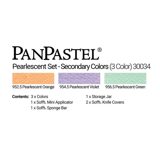 PanPastel, 30034, 3-Color, Pearlescents - Secondary (3 Color Set), Plus Sofft Tools