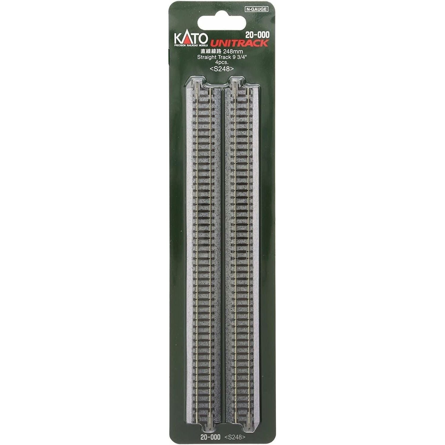 Kato, N Scale, 20000, Unitrack 9 3/4", Straight (4 Pieces)