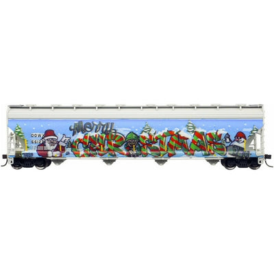 Atlas, HO Scale,  20006330, ACF 5800 Plastics Hopper, Christmas Graffiti Car