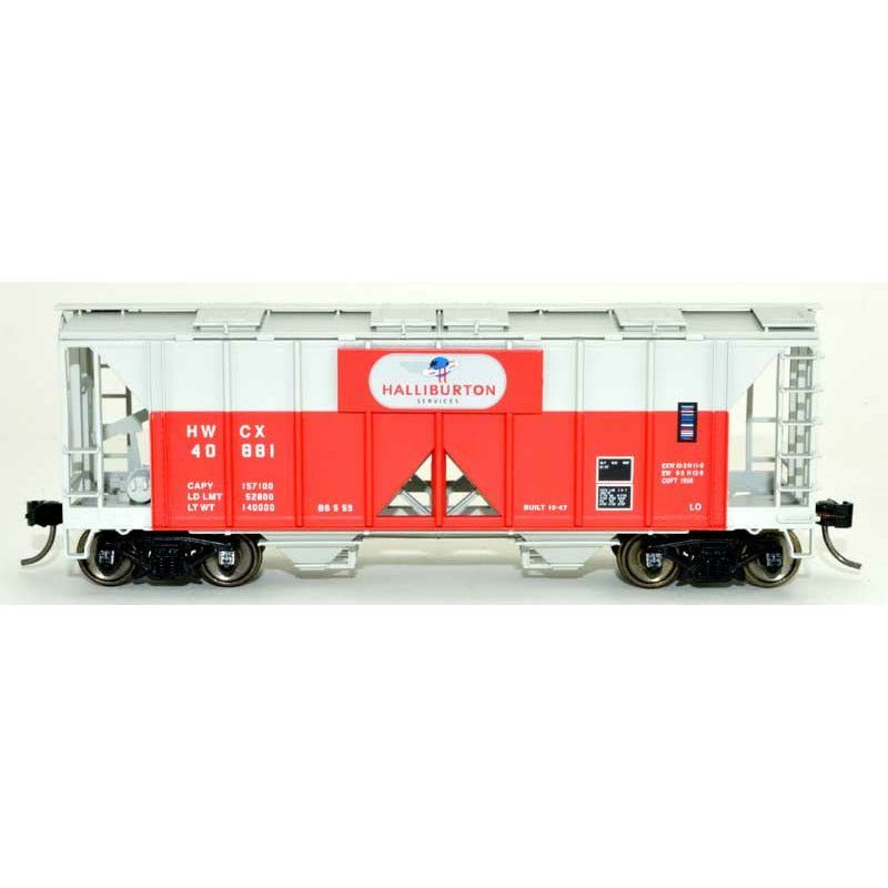 Bowser, HO Scale, 42756, 70-Ton 2-Bay Covered Hopper, Halliburton, #40881