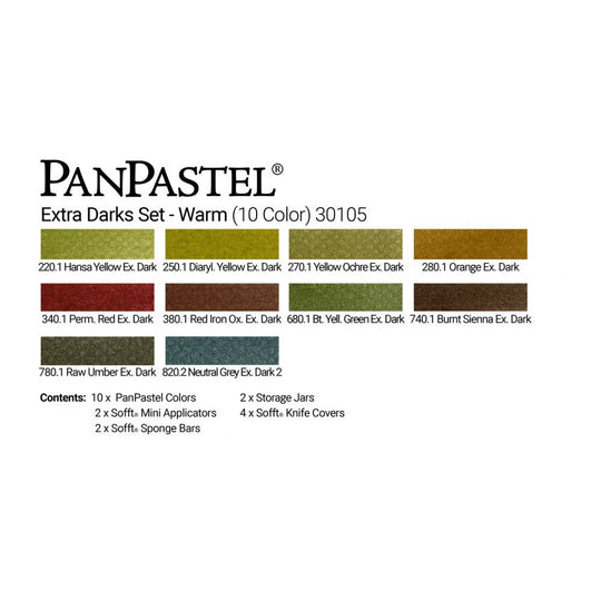 PanPastel, 30105, Extra Dark Shades - Warm (10 Colors) , Plus Sofft Tools