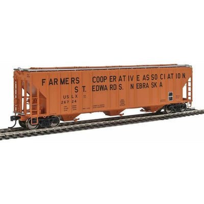 Walthers Proto HO 920-106161 55' Evans 4780 3-Bay Covered Hopper, Farmers Co-Op Association #26728