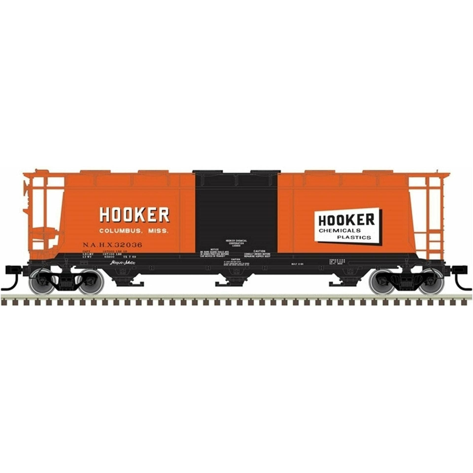 Atlas Master Line, HO Scale, 20005778, AFC 3-Bay Cylindrical Hopper, Hooker Chemical, #32024