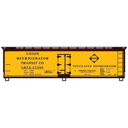 Accurail, HO Scale, 4858, 40' Wood Reefer, Erie (Yellow, Black), HO Scale Kit