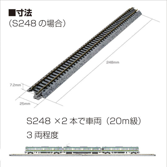 Kato, N Scale, 20000, Unitrack 9 3/4", Straight (4 Pieces)