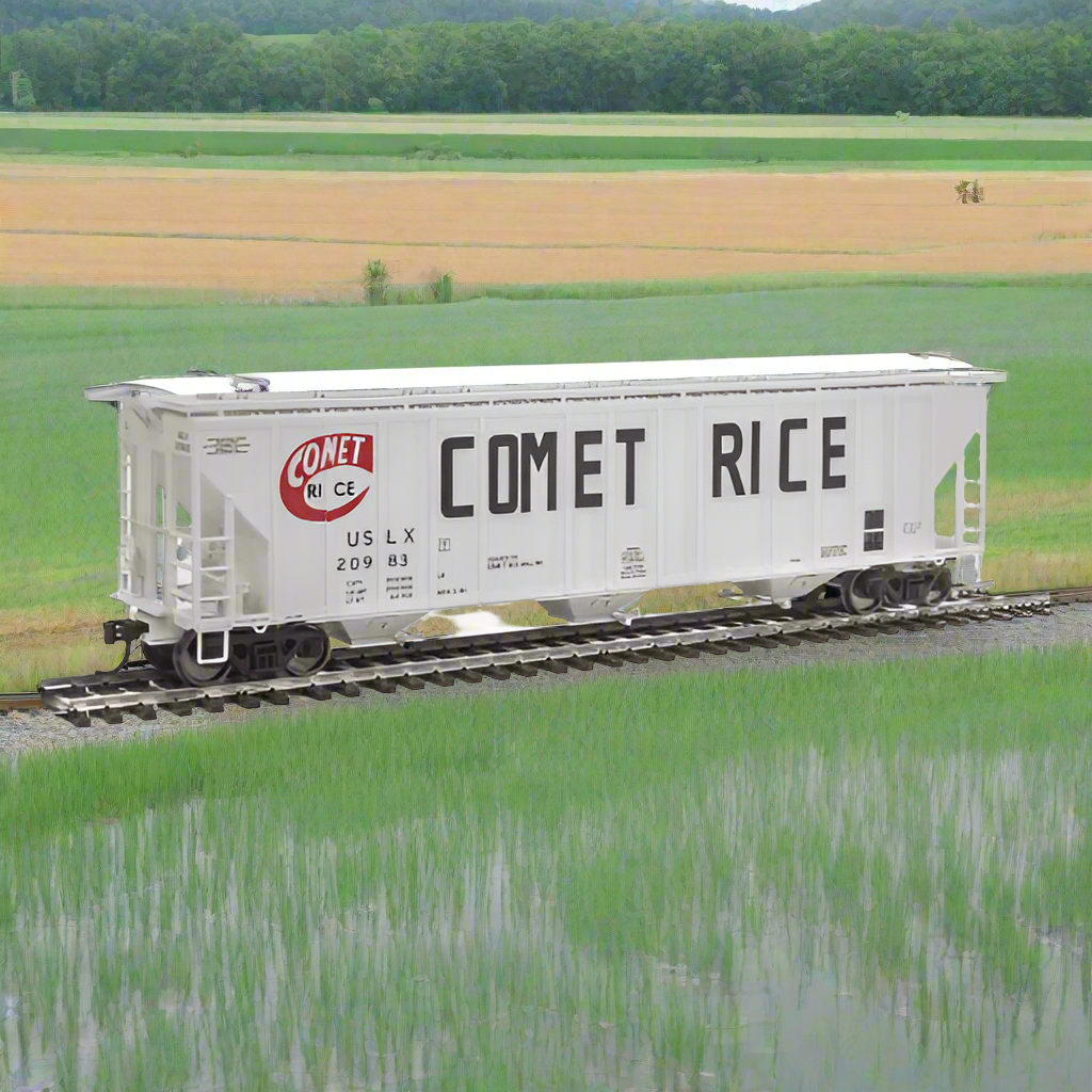 1494033170455 - Walthers Proto Ho 920-106129 55' Evans 4780 Cubic Foot 3-Bay Covered Hopper, Comet Rice (Uslx) #20983 - Rj's Trains