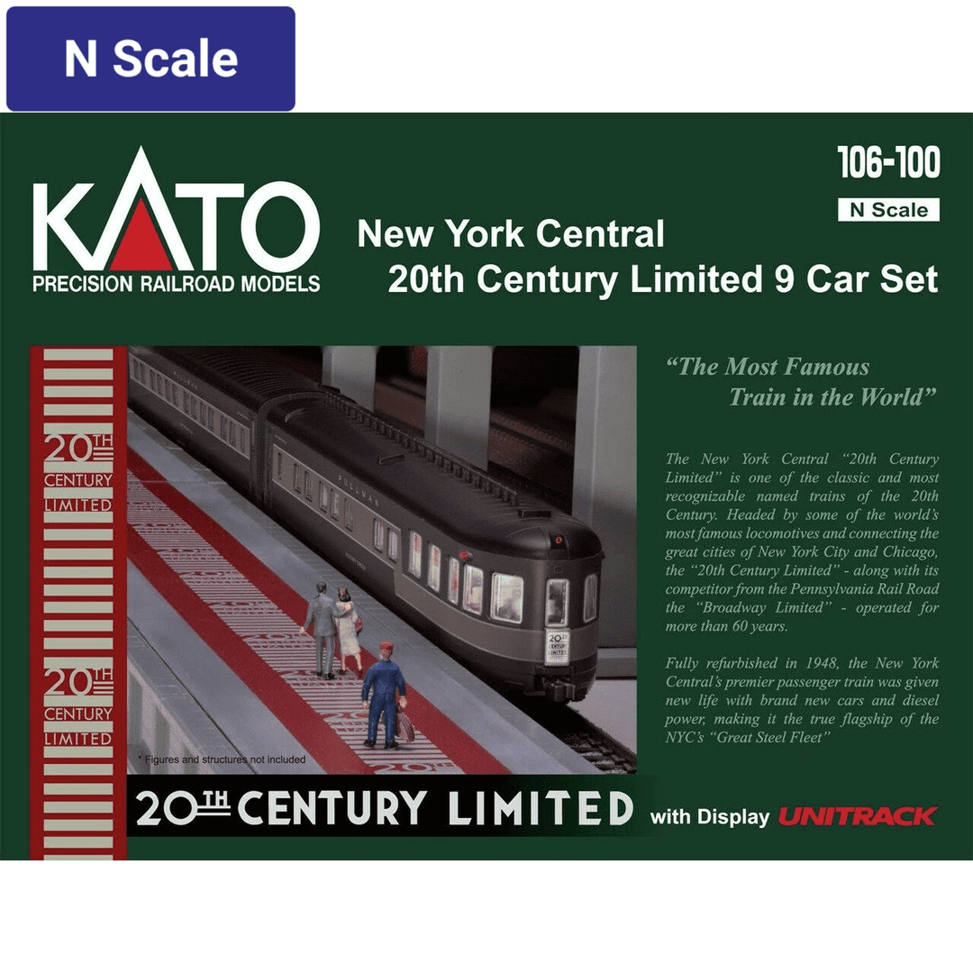 Kato, 106-100, N Scale, 20th Century Limited Passenger Car Set, New York Central, 9 Car Set