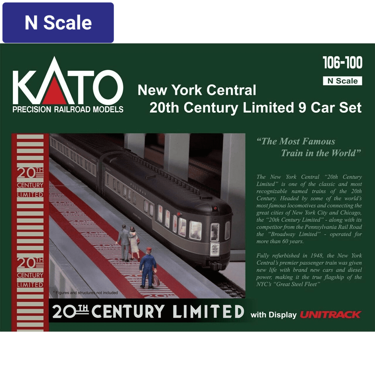 Kato, N Scale,  106-100, 20th Century Limited Passenger Car Set, New York Central, 9 Car Set