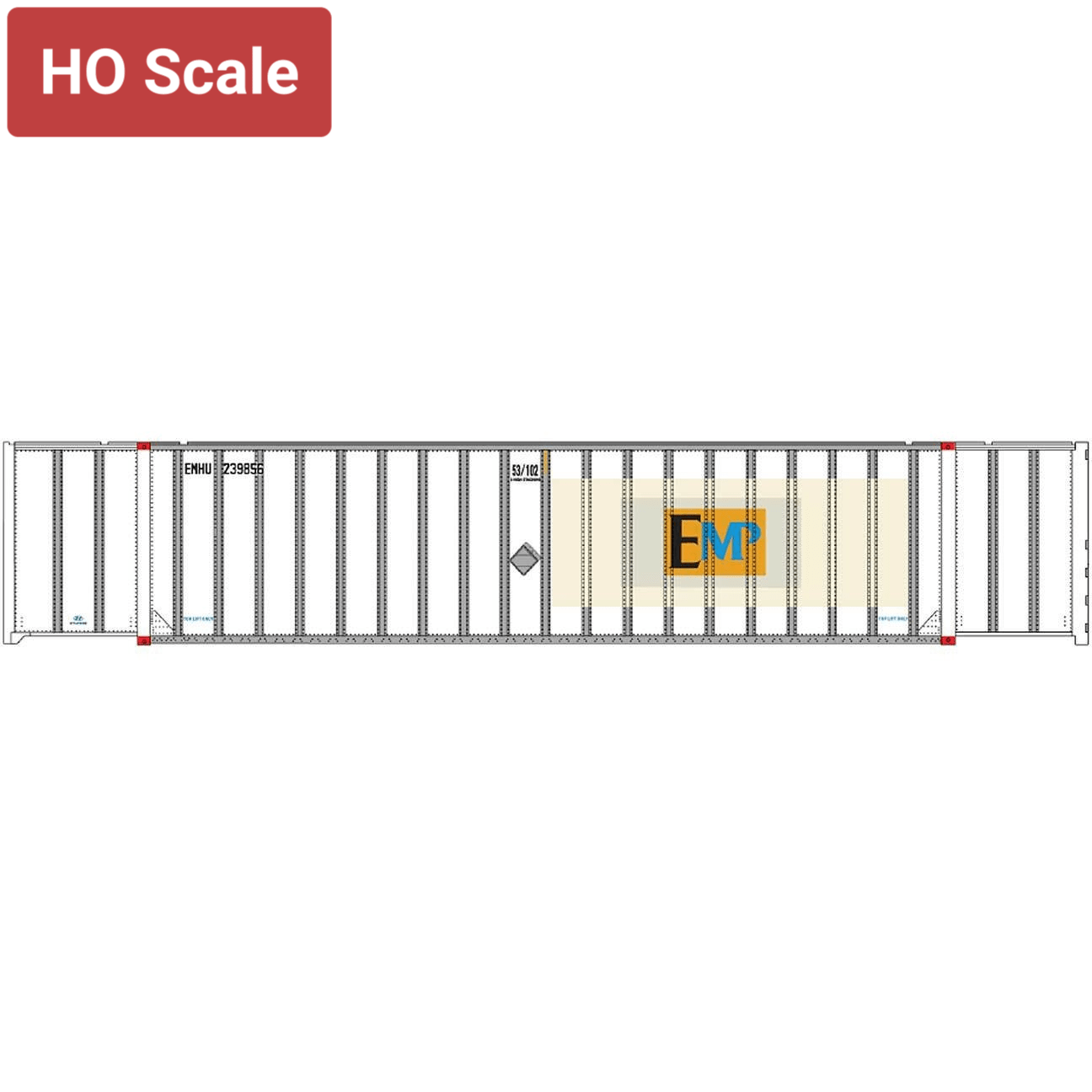 Intermountain 30625-01, HO 53' Hyundai Container - Hi Cube, EMP EX-HUB - EX-STAX Patch - EMHU 239856/239897