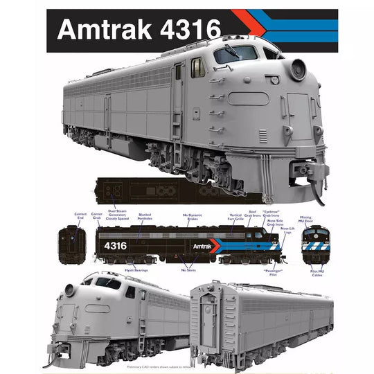 Rapido HO 28599 EMD E8A, Amtrak #4316 (Extremely Limited Edition 50th Anniversary Model)